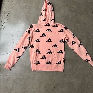 Adidas Coral Hoodie with Black logos. Sz small. Never worn, Super soft!